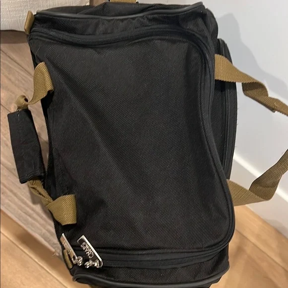 Chaps Black Duffel Bag with Tan Straps - Picture 3 of 8